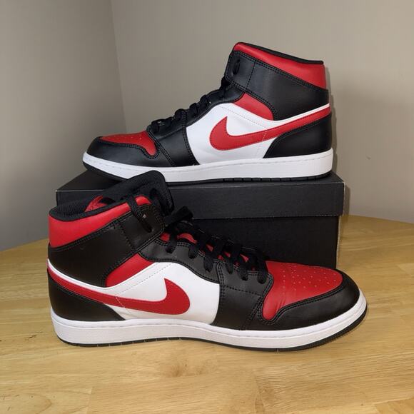 Size 14 - Jordan 1 Mid Bred Toe OG BOX TRIED ON main image 5